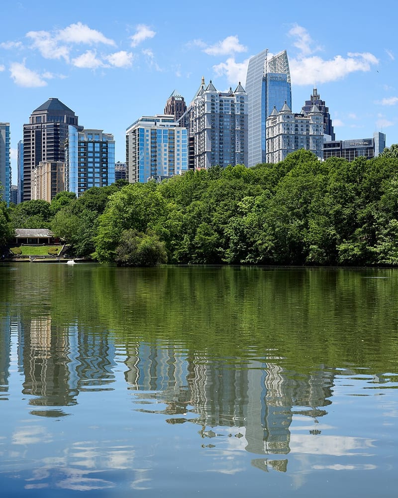 Lake Clara Meer in Piedmont Park with the Midtown Atlanta skyline Lake Clara Meer in Piedmont Park with the Midtown Atlanta skyline