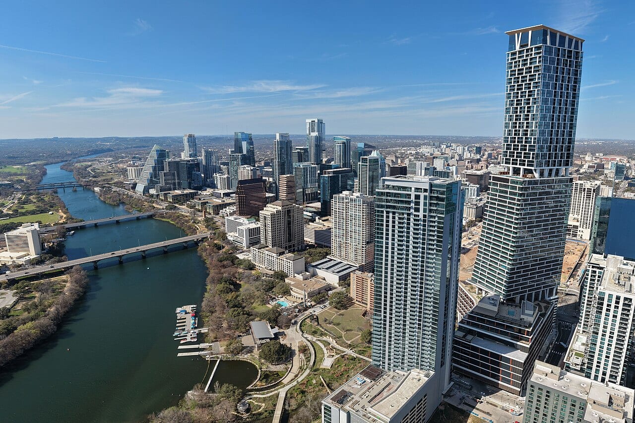 Austin skyline and the Colorado River