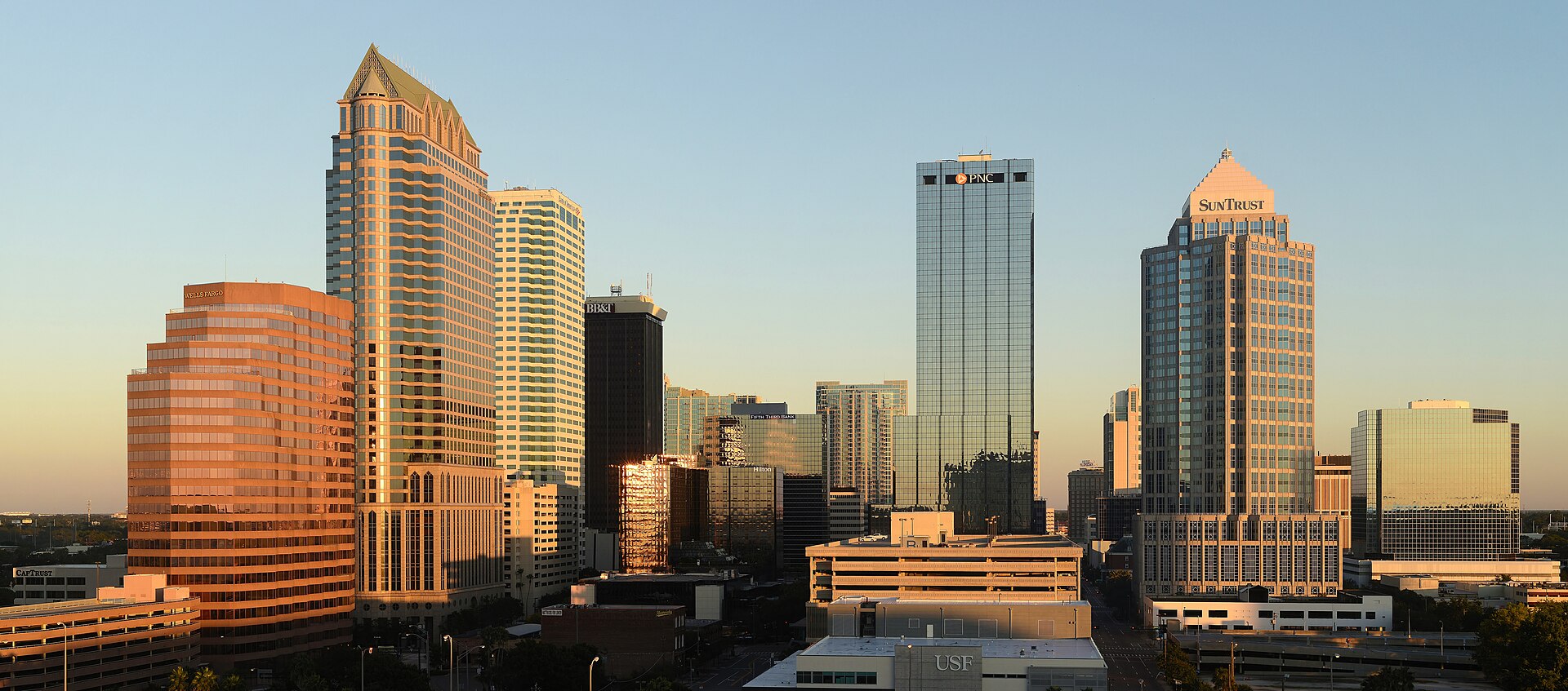 Downtown Tampa skyline near sunrise, Hillsborough County, Florida Downtown Tampa skyline near sunrise, Hillsborough County, Florida