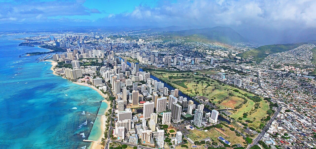 Aerial panorama of Waikiki and Honolulu Aerial panorama of Waikiki and Honolulu