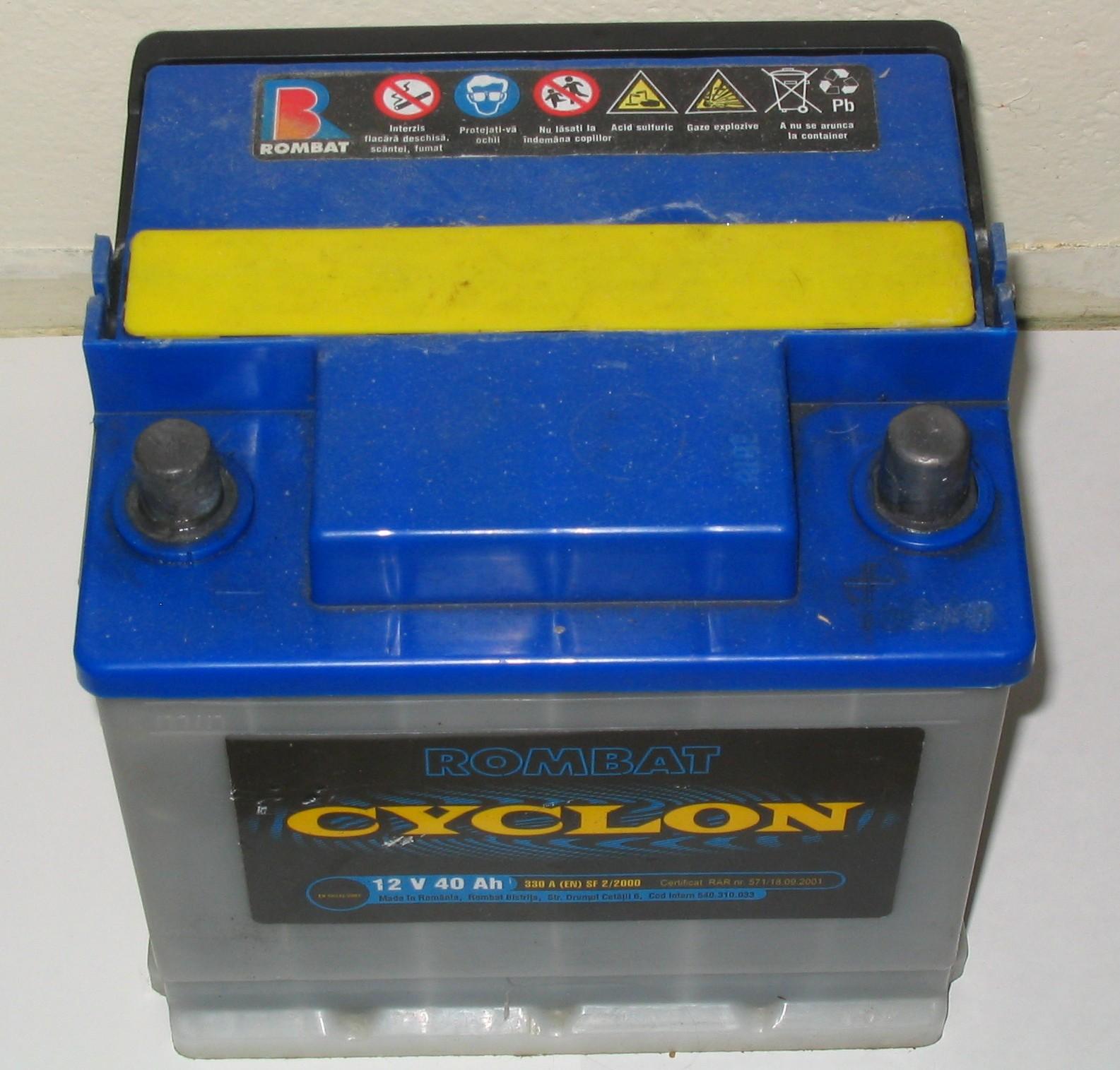 Used lead-acid car battery ready for recycling